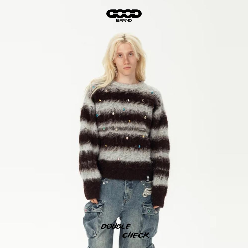【宋妍霏同款】GOODBRAND 马海毛宝石条纹长袖毛衣 男女同款