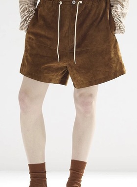 【官方正品】Epide Prefab反毛羊皮革抽绳百搭老钱风休闲短裤