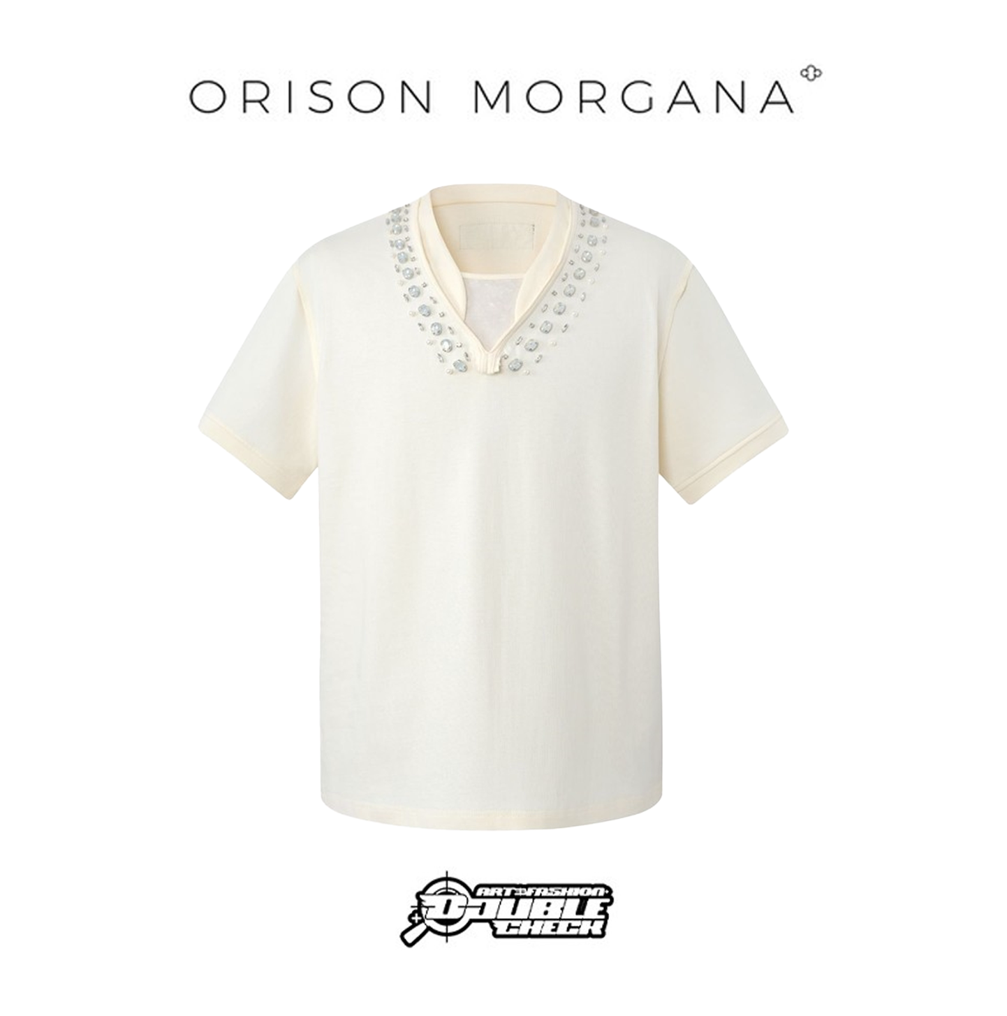 OrisonMorgana白色珍珠镶钻T恤