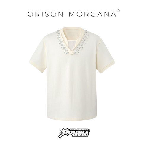 OrisonMorgana白色珍珠镶钻T恤