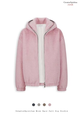【官方正品】Creator Spiritus 水貂毛皮草拉链夹克外套 樱花粉