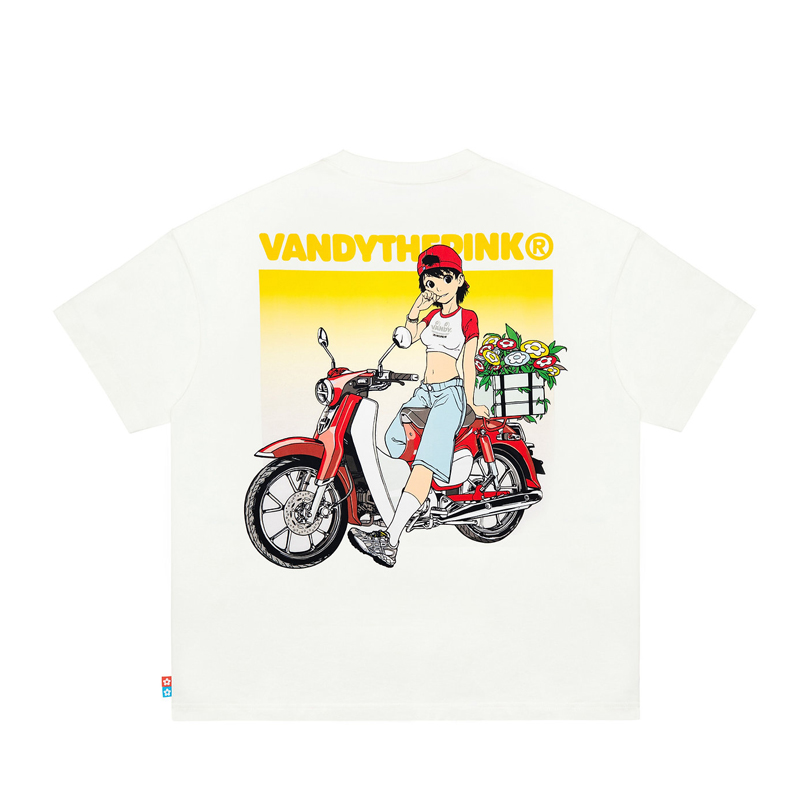 【官方正品】VandyThePink 自行车女孩印花短袖T恤 男女同款
