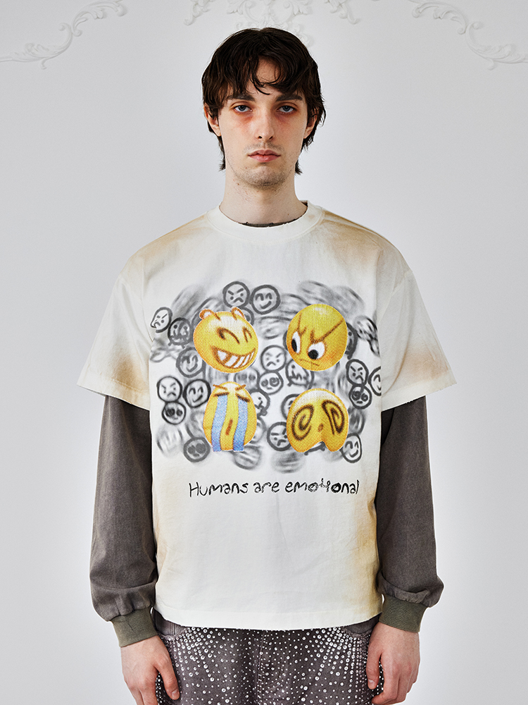 短袖T恤BORC表情包印花
