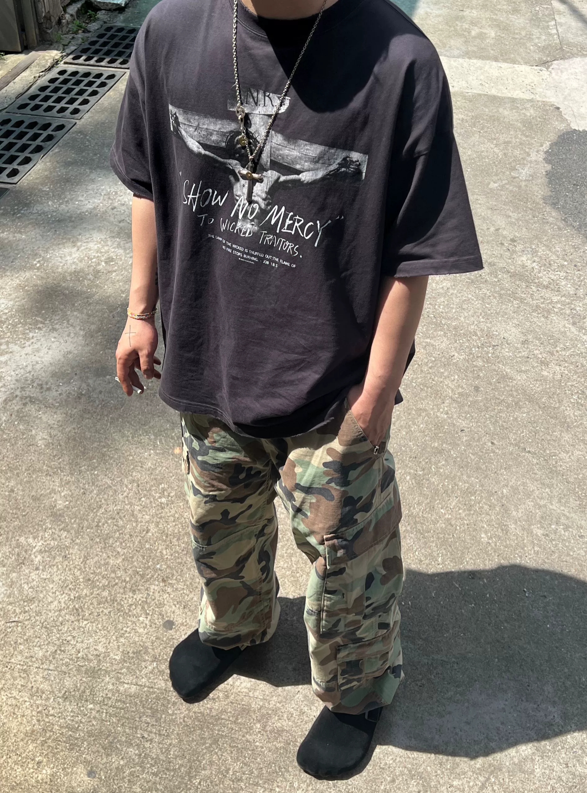 Purey24ss做旧宽松水洗短袖T恤