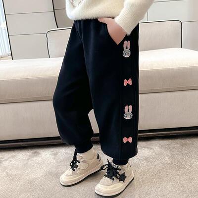 女童裤子秋冬2025新款儿童洋气宝宝冬季加绒加厚冬装外穿休闲卫裤