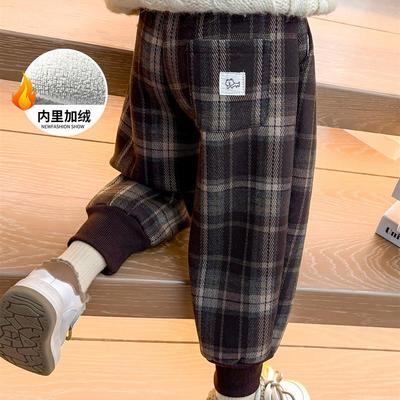 女童加绒裤子秋冬季2025新款女宝宝洋气加厚一体绒儿童冬装休闲裤