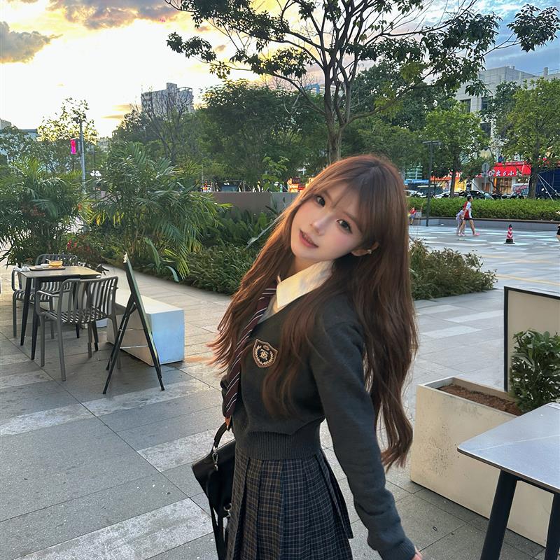返校女高/火星jk收腰毛衣外套秋冬制服套装英伦学院风针织开衫女