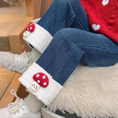 女童牛仔裤秋冬2025新款儿童洋气冬装女宝宝时髦冬季加绒加厚裤子