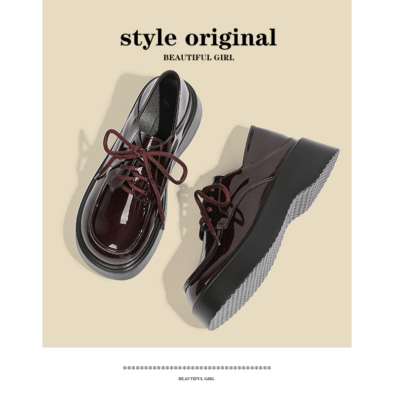 加绒真皮厚底小皮鞋女英伦风