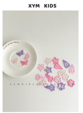 粉紫色系~ins儿童渐变爱心花朵几何发夹可爱宝宝碎发bb夹女童发饰