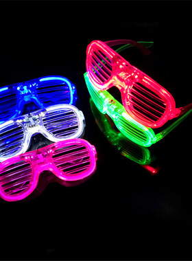 抖音网红发光百叶窗眼镜冷光眼镜LED灯演唱会应援成人酒吧KTV蹦迪