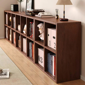 实木书柜置物架落地美式 胡桃木色格子柜书架自由组合置物柜shujia