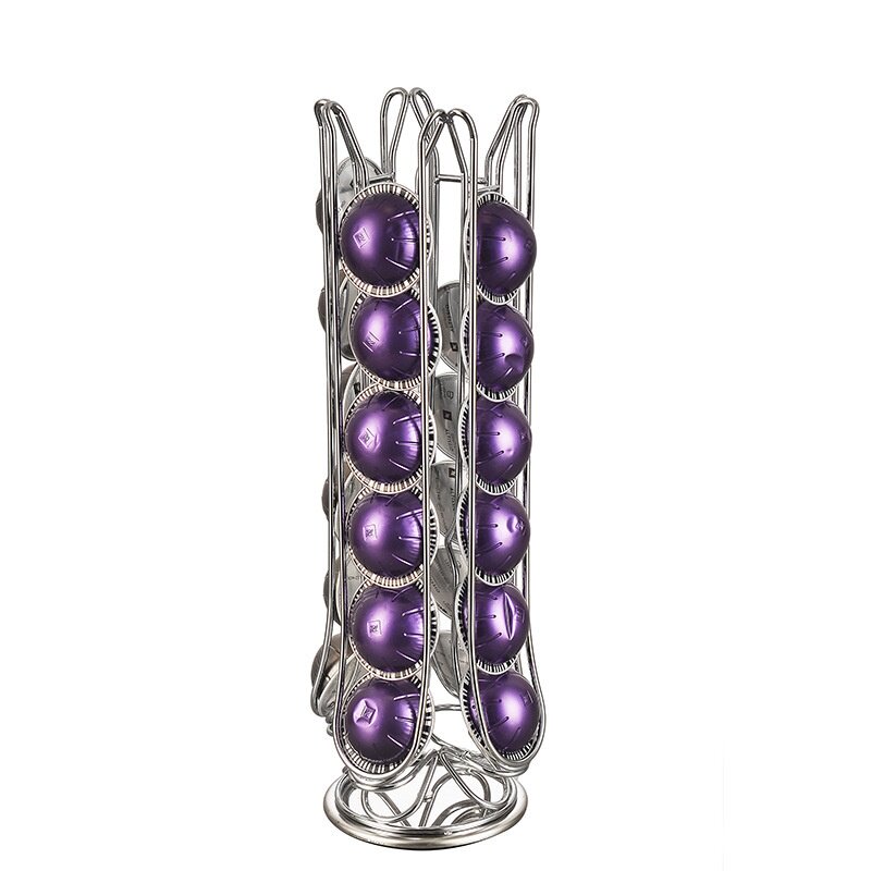 适用于雀巢可存24颗Vertuo咖啡胶囊收纳架铁艺旋转大号胶囊架子