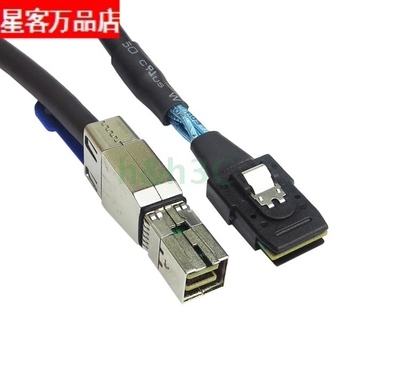 全新Mini SAS 4I外置线HD高速SFF-8644转SFF 8087服务器数据线1米