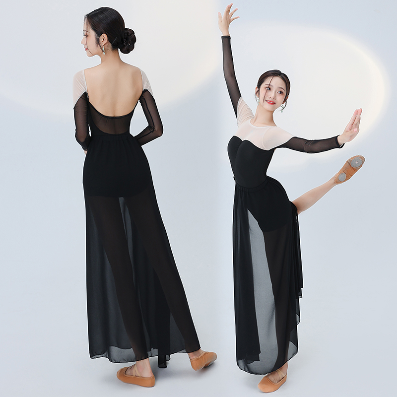 修身网纱拼接舞蹈裙现代舞爵士舞
