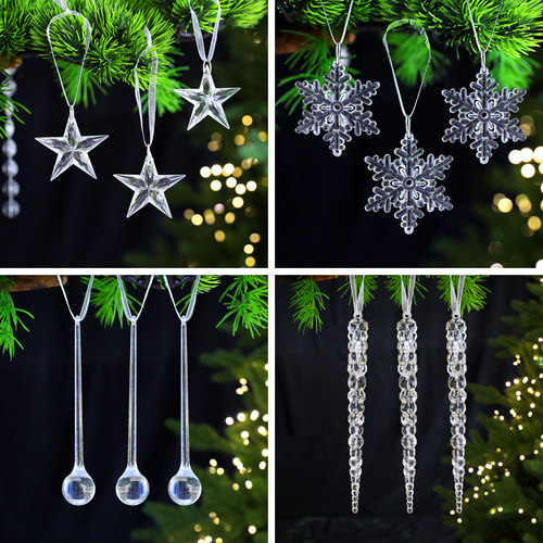 雪花片圣诞树装饰品透明