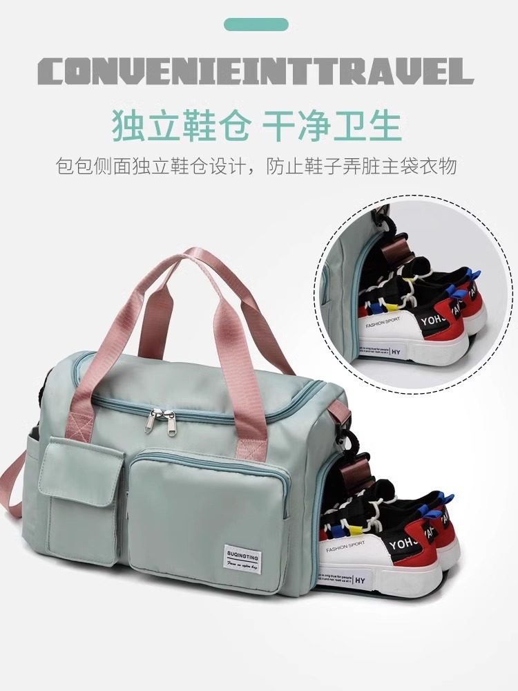 Дорожная сумка женская сумка для фитнеса большой емкости, разделяющая сухую и влажную одежду, мужская посадочная сумка для деловых поездок на короткие расстояния, сумка для багажа, портативная сумка для хранения Изображение 1