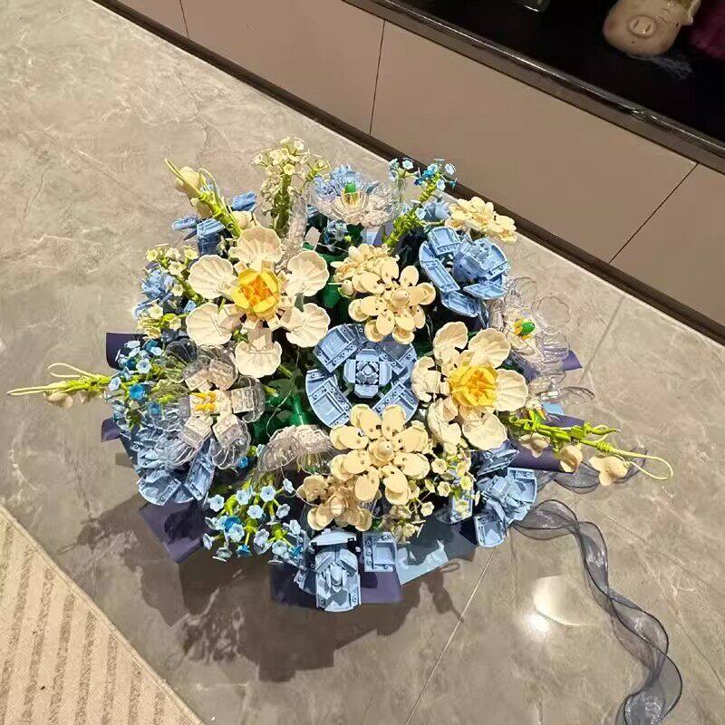 情人玫瑰积木永生花束套装礼物生日手工diy拼装送女生男友毕业季