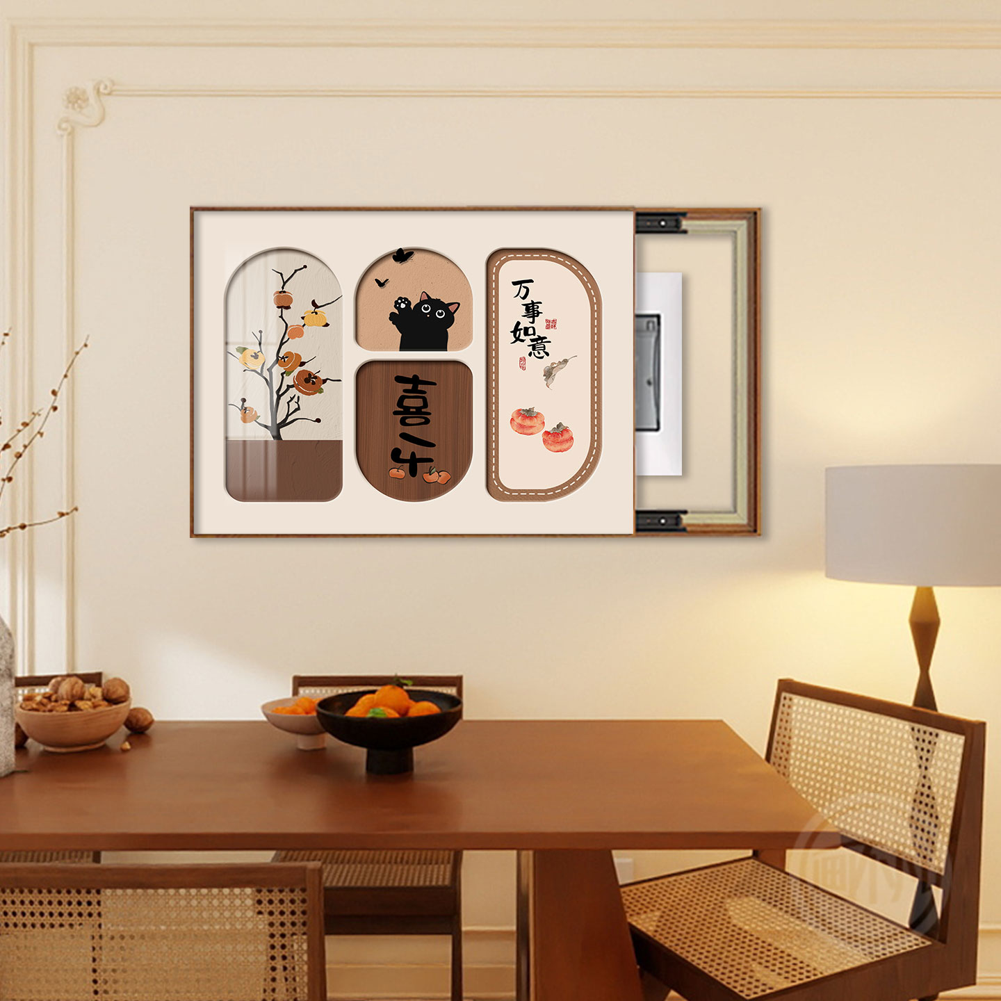 电表箱装饰画免打孔配电箱遮挡