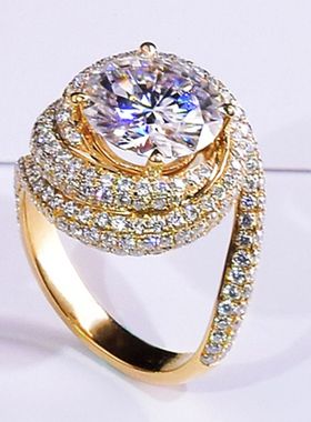 时尚奢华满钻蛇形戒指 仿莫桑石5克拉盘旋微镶锆石戒指璀璨婚戒