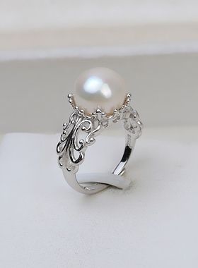 宫廷开口戒指花托活口指环可调节指圈珍珠diy配件空托潮221