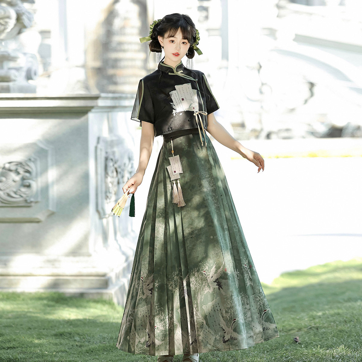 原创设计草药学汉服女中国风新中式汉元素上衣半裙套装9185,女装/女士精品,汉服套装,淘宝优惠券,粉丝福利购,淘宝优惠卷