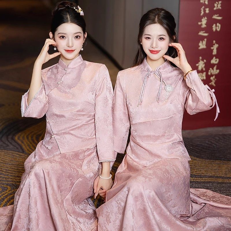 中式伴娘服女2025秋冬新款姐妹裙礼服小个子感旗袍汉服伴娘团,女装/女士精品,礼服/晚装,淘宝优惠券,粉丝福利购,淘宝优惠卷