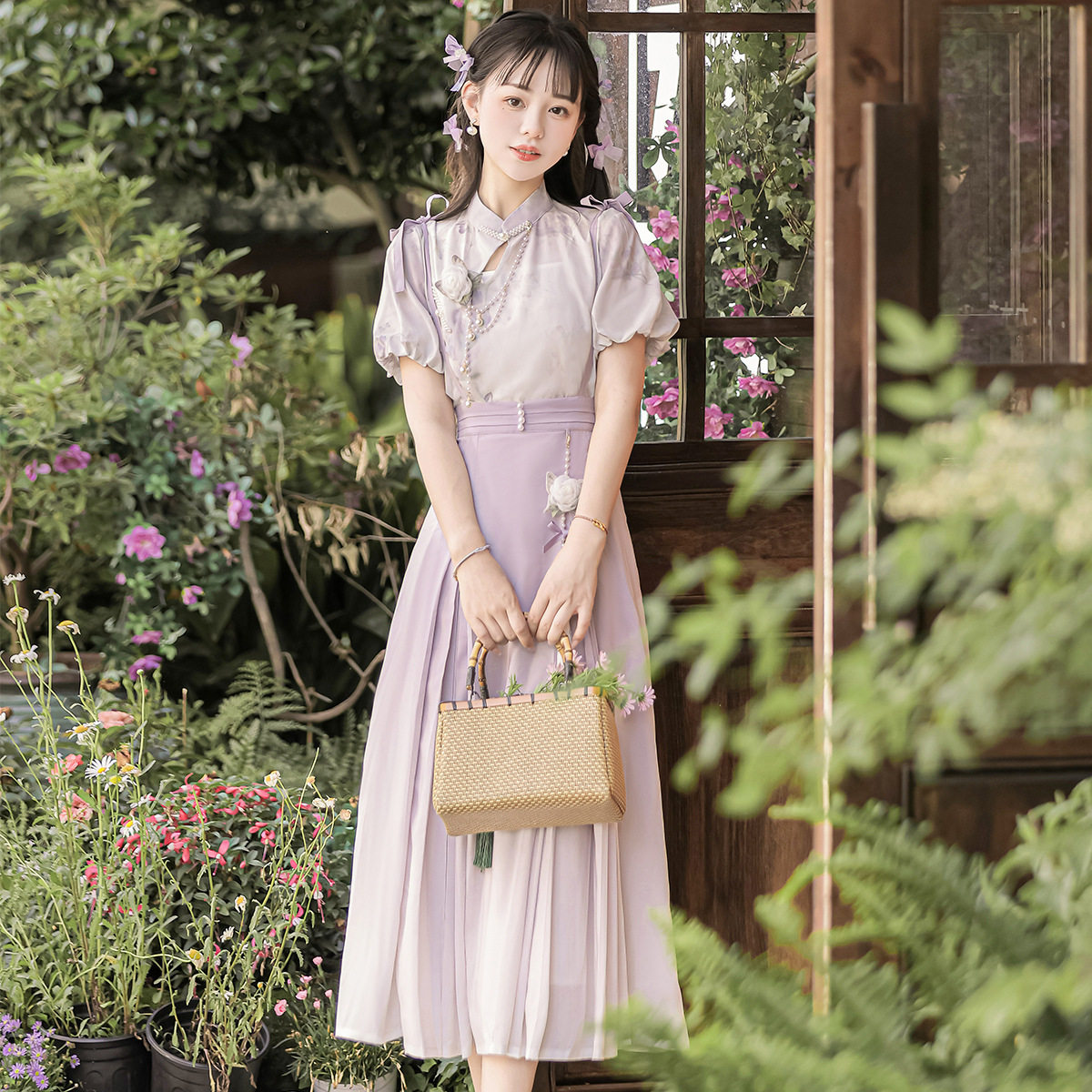 原创设计鸢尾蝶汉服女中国风改良日常汉元素连衣裙套装6805,女装/女士精品,汉服套装,淘宝优惠券,粉丝福利购,淘宝优惠卷