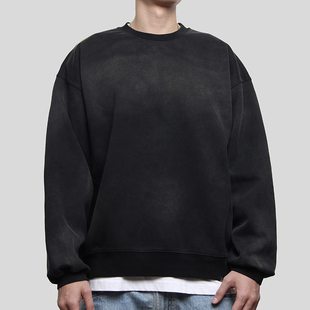 Commas 高街复古做旧基础圆领卫衣男套头上衣 原创国潮喷马骝美式