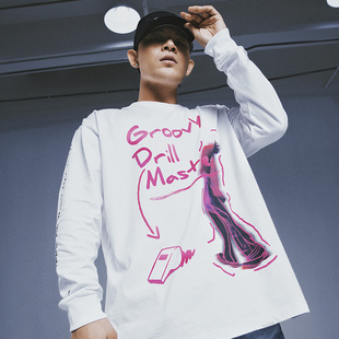 宽松长袖 原创国潮秋季 卫衣圆领上衣 黄旭摇摆教官巡演联名 Commas