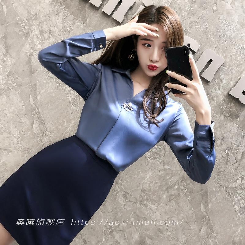 法式上衣长袖衬衫女宽松工作服气质职业套装面试名媛显瘦正装