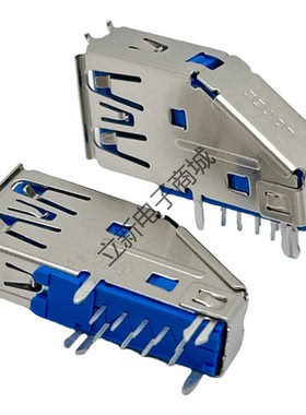 Lotes/嘉泽得意 AUSB0043-P022A 侧插USB3.0 A型母座 蓝色带卷边