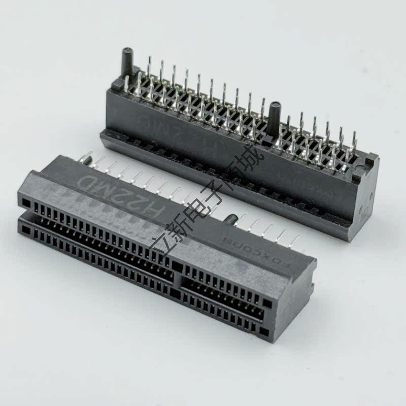 PCI-E显卡插槽插座接口 X4主板卡槽 64Pin直插 四排针黑色直插式