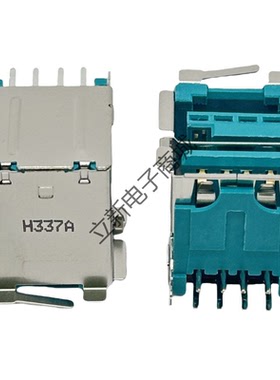 原装现货 90°蓝脚 双层USB插座绿胶 绿色双层POwer USB2.0连接器