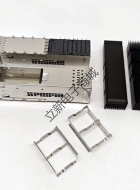 QSFPDD光笼子 2×1Cage 压接式灯孔 插槽屏蔽罩  散热器高38.6