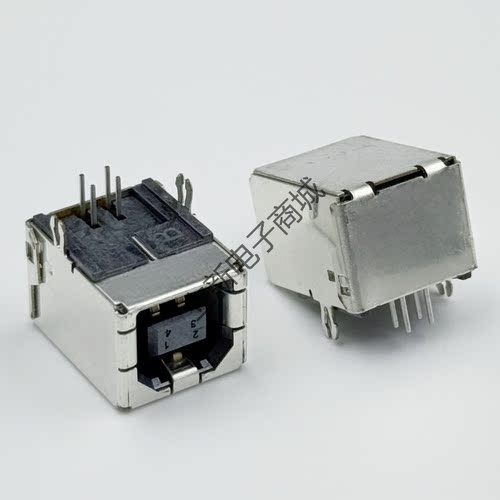 FCI连接器  USB2.0 TypeB型打印机接口母座4POS 2.5mm 90度 B母