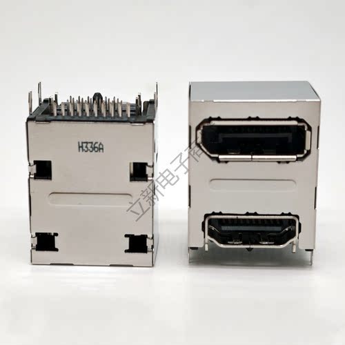 双层母座接口DP+HDMI高清接口 39PIN高清座子 双层输入输出接口
