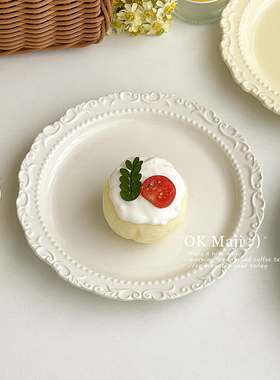 法式下午茶甜品盘高级感复古漂亮西点蛋糕碟白色精致陶瓷甜品盘子