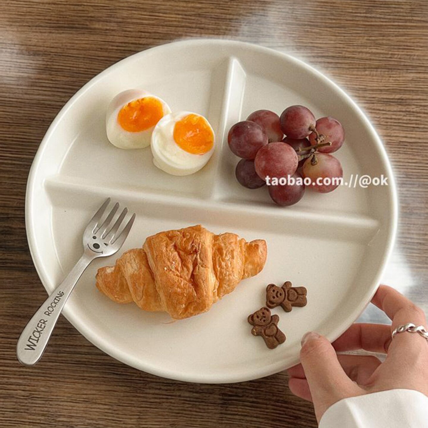 211分格餐盘大人减脂减肥专用分餐盘陶瓷一人食早餐盘三格盘子