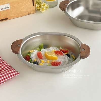 韩式不锈钢双耳沙拉碗