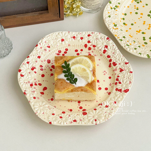 ins风泼墨盘陶瓷平盘浅盘家用高颜值早餐盘漂亮高级感甜品蛋糕盘