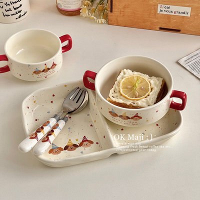 一人食高颜值分格餐盘套装