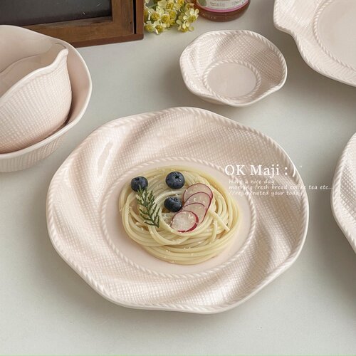 高级感ins风陶瓷粉色餐盘