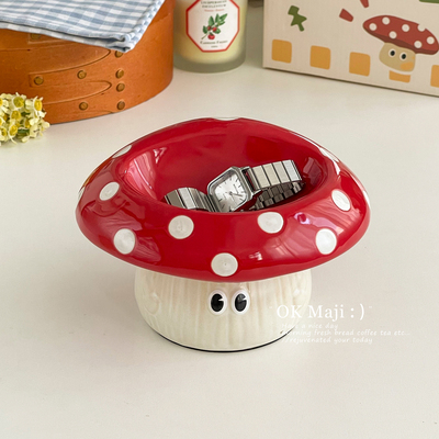 入户玄关钥匙收纳蘑菇摆件