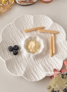 ok maji韩国ins风花朵分餐盘子轻食定量盘零食小吃盘家用陶瓷平盘