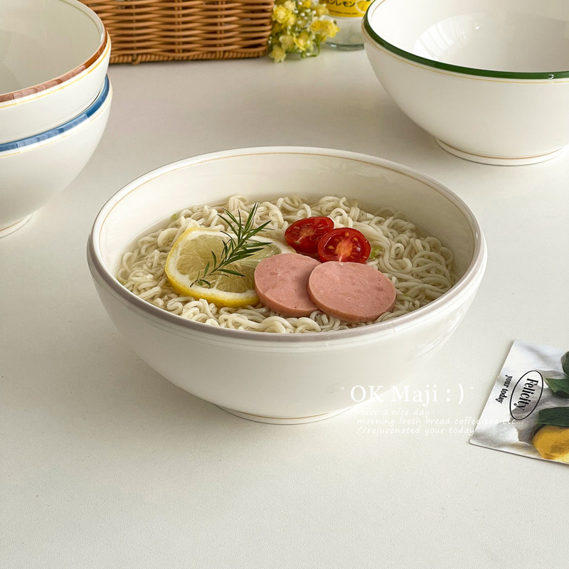 陶瓷面碗八寸轻奢高级感陶瓷耐热白瓷大碗可微波家用大号泡面碗,餐饮具,碗,淘宝优惠券,粉丝福利购,淘宝优惠卷