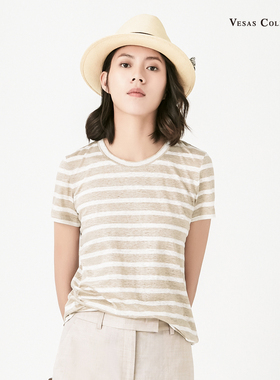 Vesas Collection 唯尚女装 合身款舒适正肩短袖圆领纯色T恤