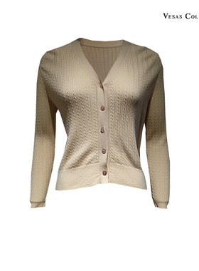 vesas唯尚女装2025年夏季毛针织衫开衫上衣气质高级感灰色毛衣