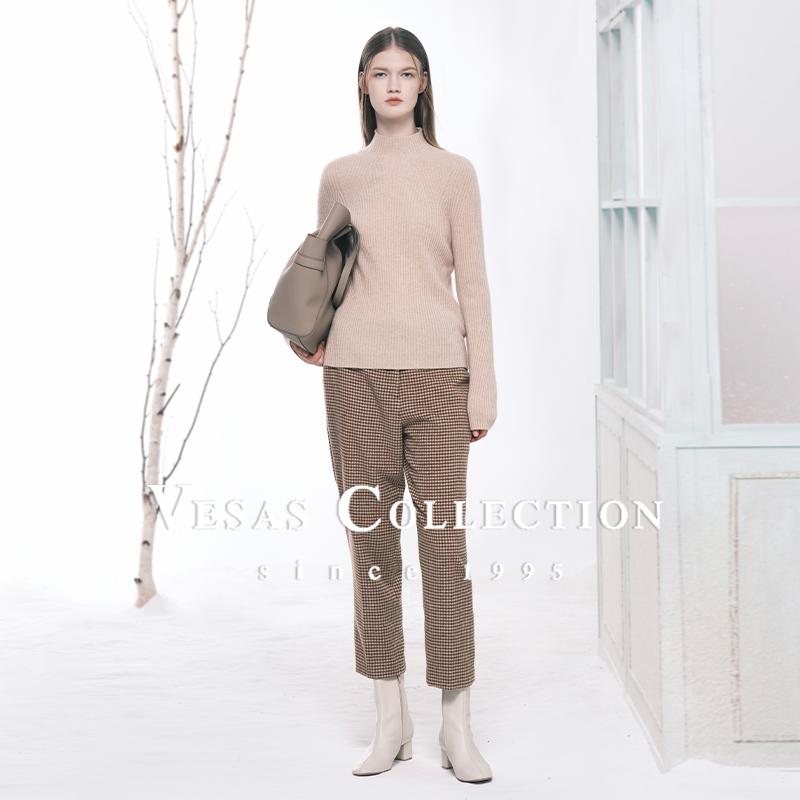 新款时尚经典色织小格子休闲裤