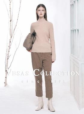 Vesas Collection冬季新款简约时尚经典色织小格子休闲裤T1321